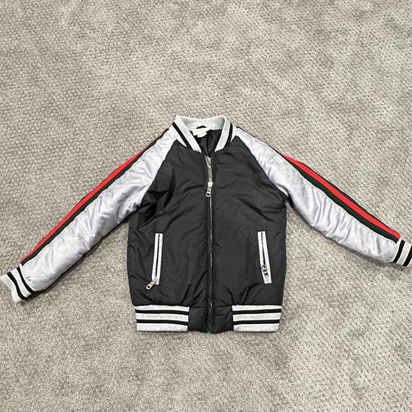 GG Kids Black and Silver Puffer Jacket